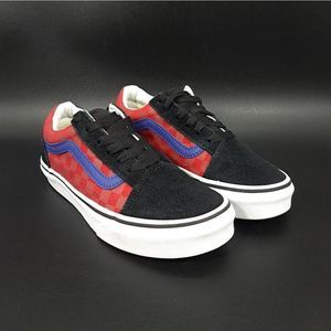 Vans Old Skool Low 500714 Red Blue Checkerboard Skate Shoes Kids Sz 2.5